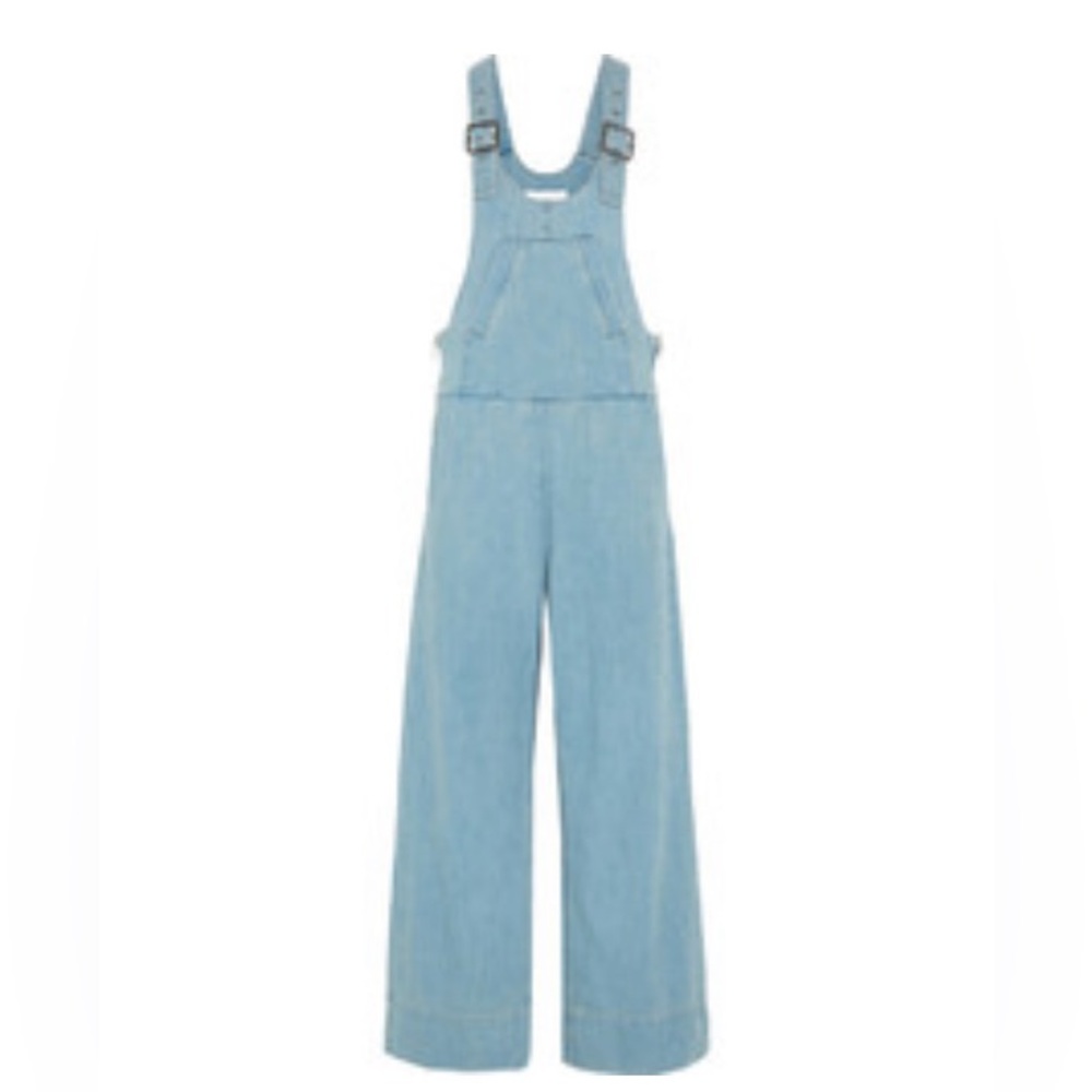 Chloé Washed Blue Denim Overalls Jumpsuit Size Fr 40 - Picture 2 of 16
